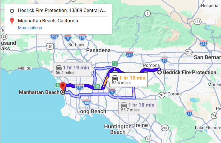 Map of fire protection service area in Manhattan Beach