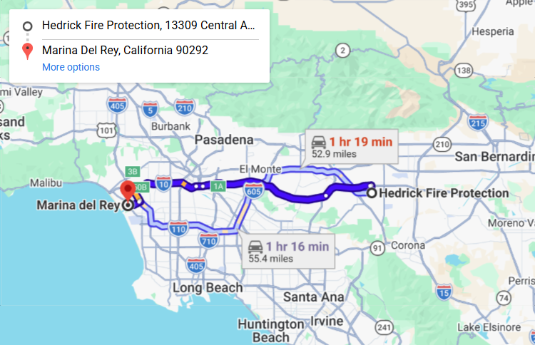 Map of fire protection service area in Marina Del Rey