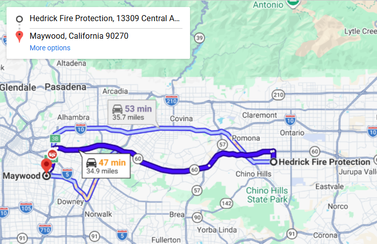 Map of fire protection service area in Maywood
