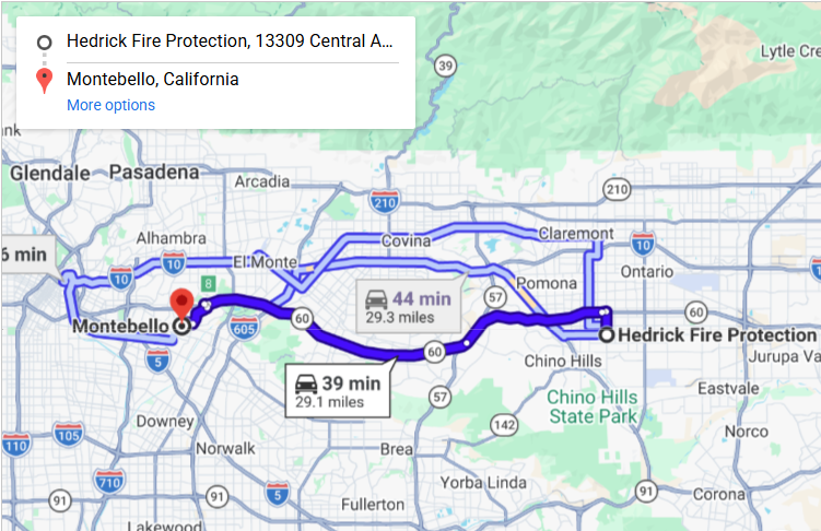 Map of fire protection service area in Montebello