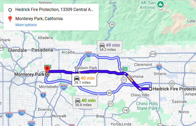 Map of fire protection service area in Monterey Park