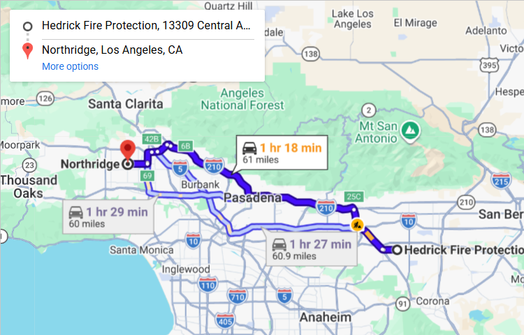 Map of fire protection service area in Northridge