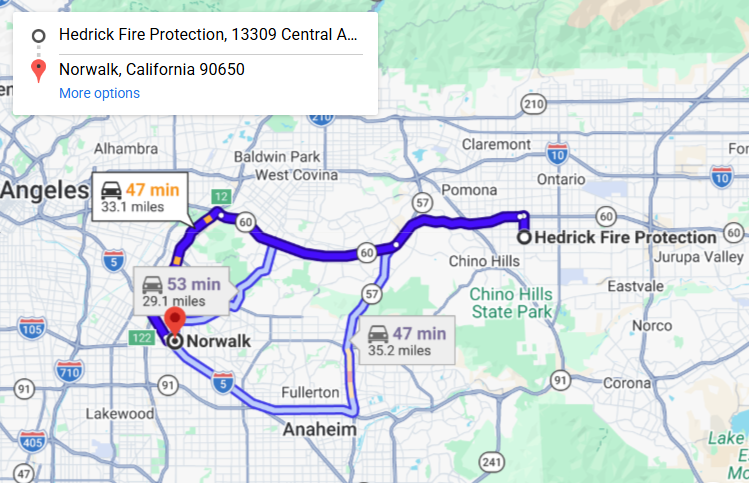 Map of fire protection service area in Norwalk