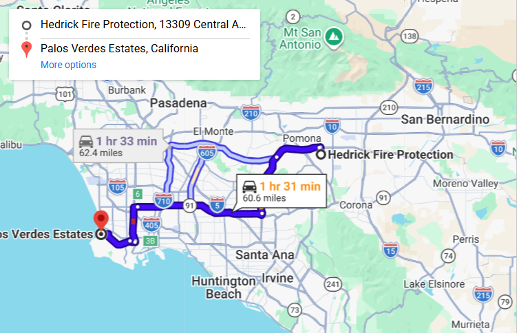 Map of fire protection service area in Palos Verdes Estates