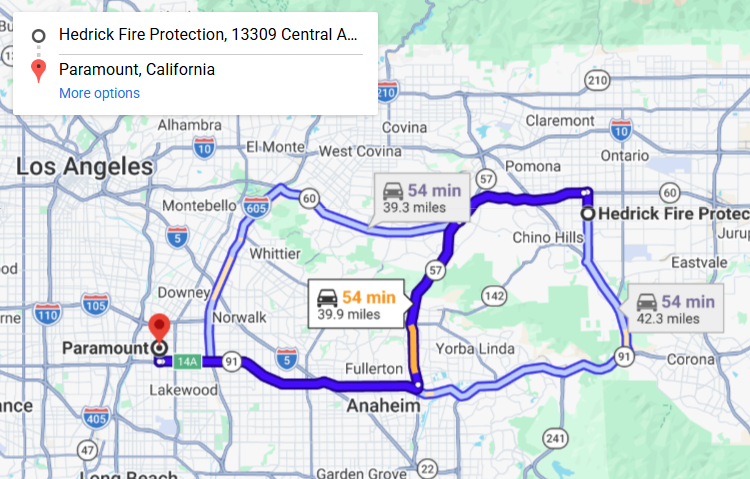 Map of fire protection service area in Paramount
