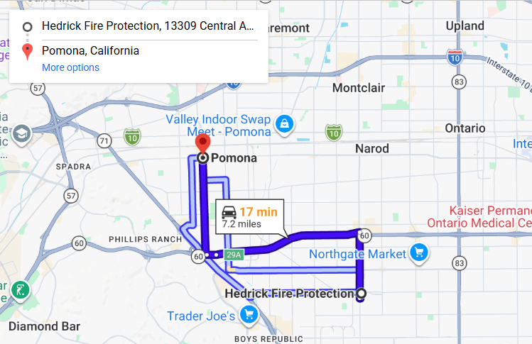 Map of fire protection service area in Pomona