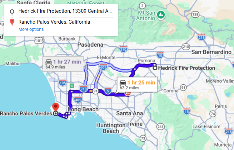 Map of fire protection service area in Rancho Palos Verdes