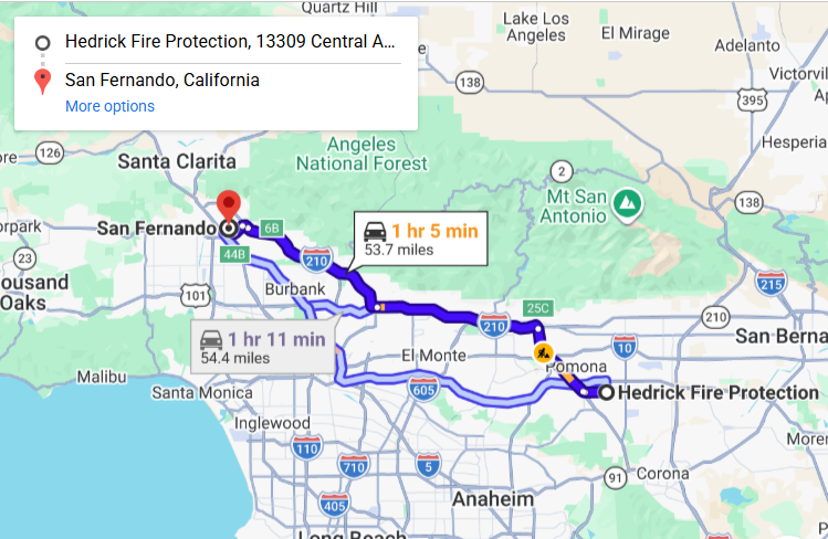 Map of fire protection service area in San Fernando