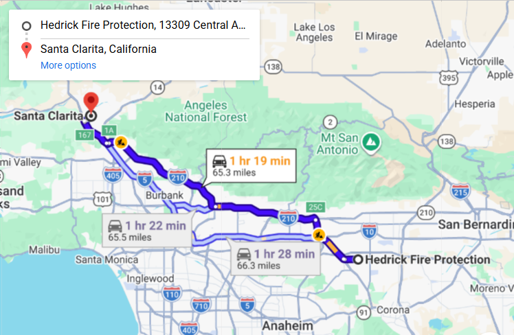 Map of fire protection service area in Santa Clarita