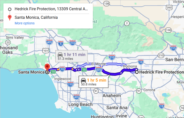 Map of fire protection service area in Santa Monica