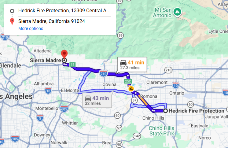 Map of fire protection service area in Sierra Madre