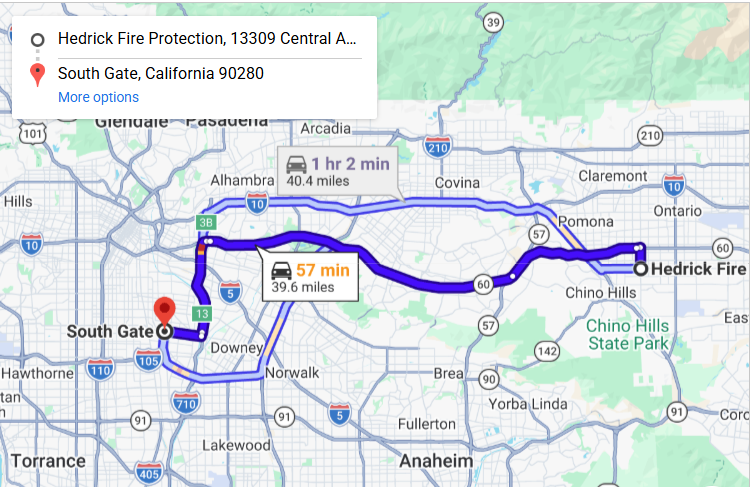 Map of fire protection service area in South Gate