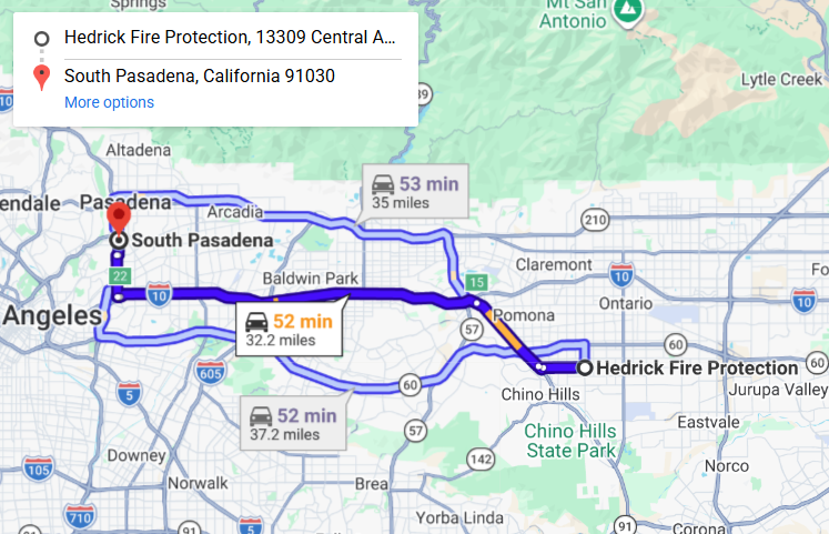 Map of fire protection service area in South Pasadena