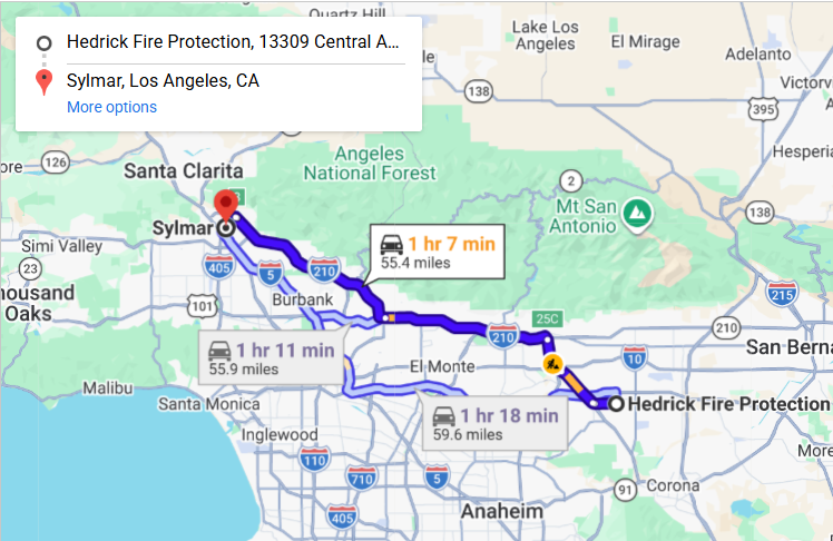 Map of fire protection service area in Sylmar