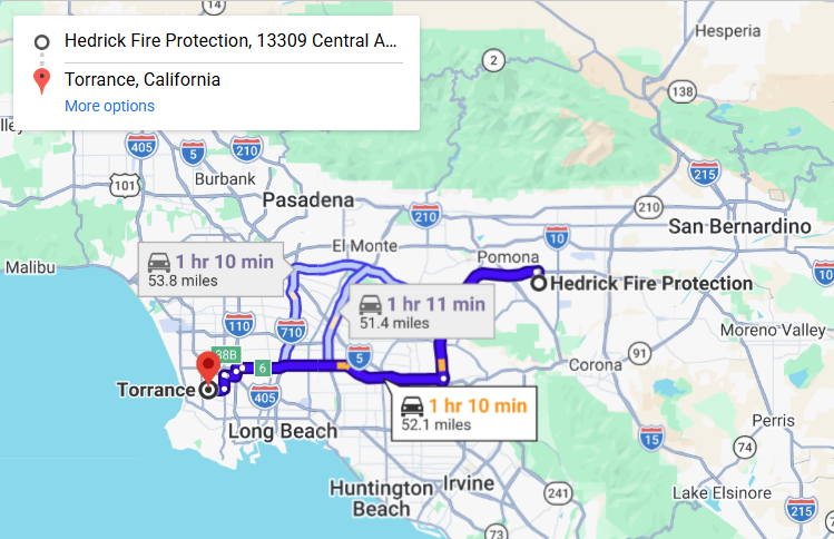 Map of fire protection service area in Torrance