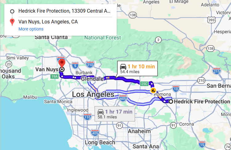 Map of fire protection service area in Van Nuys