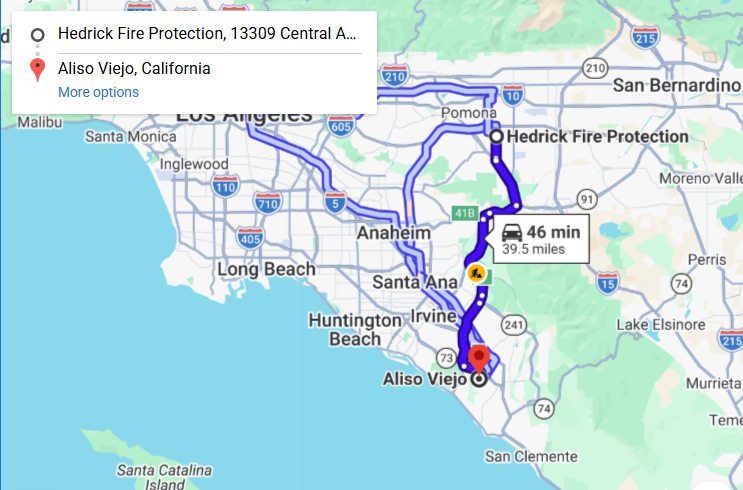 Map of fire protection service area in Aliso Viejo