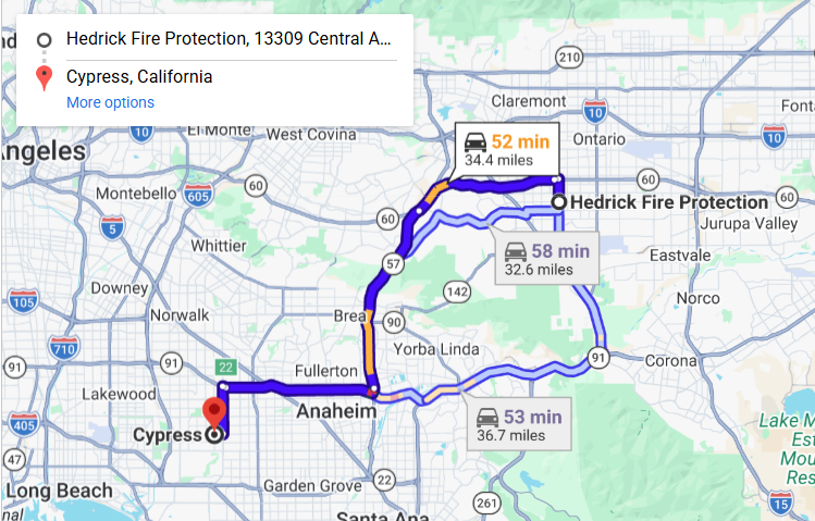 Map of fire protection service area in Cypress
