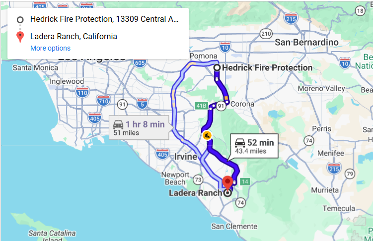 Map of fire protection service area in Ladera Ranch