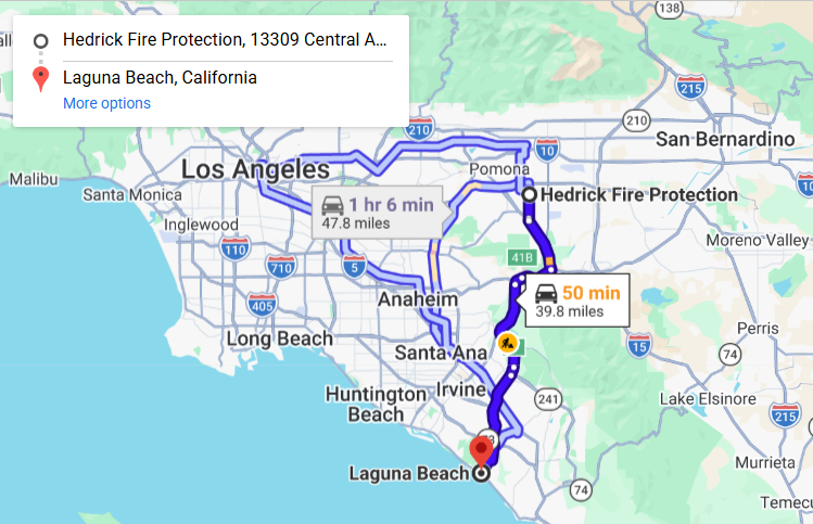 Map of fire protection service area in Laguna Beach