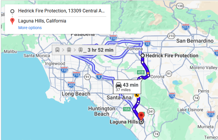 Map of fire protection service area in Laguna Hills