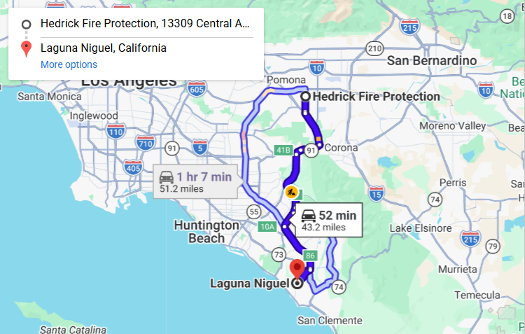 Map of fire protection service area in Laguna Niguel