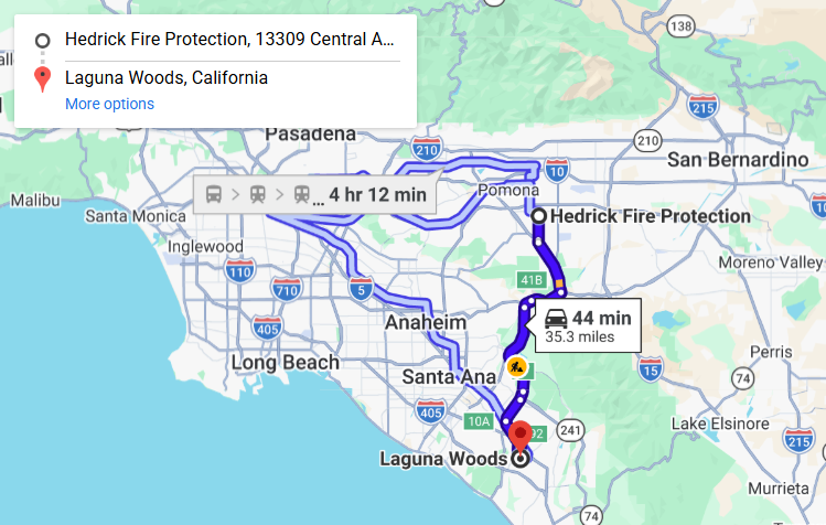 Map of fire protection service area in Laguna Woods