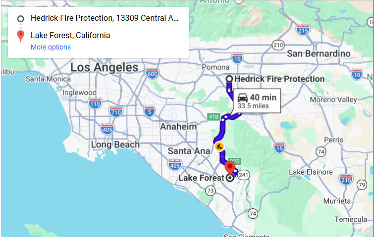 Map of fire protection service area in Lake Forest