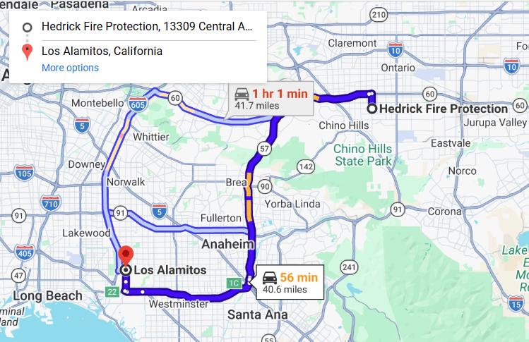 Map of fire protection service area in Los Alamitos