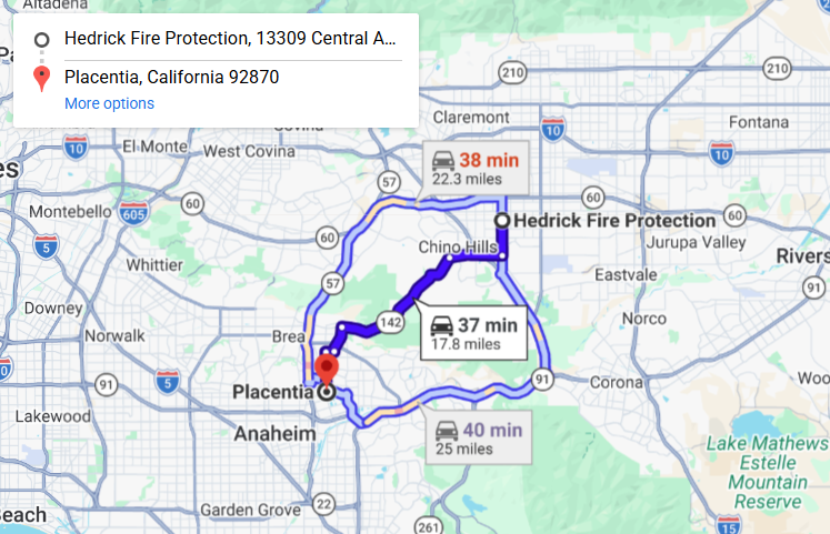 Map of fire protection service area in Placentia
