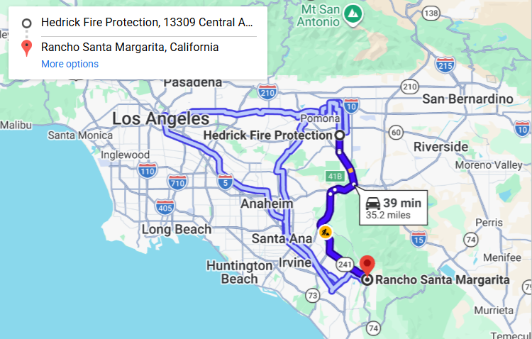 Map of fire protection service area in Rancho Santa Margarita