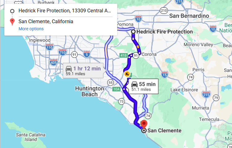 Map of fire protection service area in San Clemente