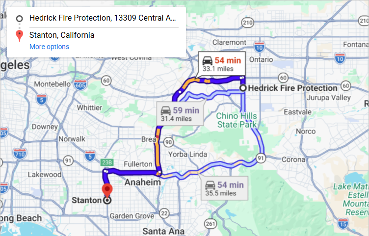 Map of fire protection service area in Stanton