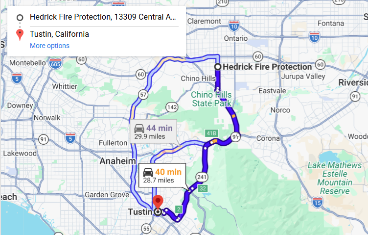 Map of fire protection service area in Tustin