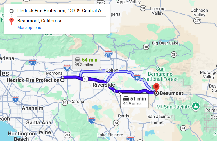 Map of fire protection service area in Beaumont