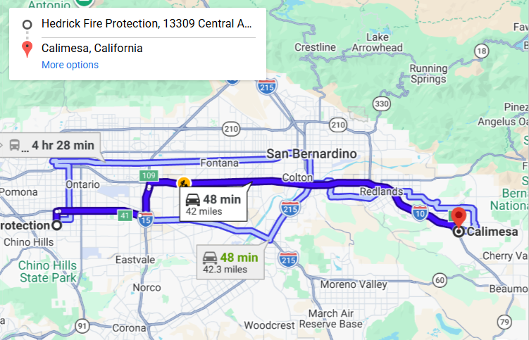 Map of fire protection service area in Calimesa