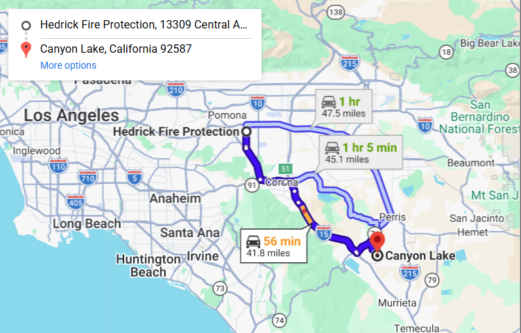 Map of fire protection service area in Canyon Lake