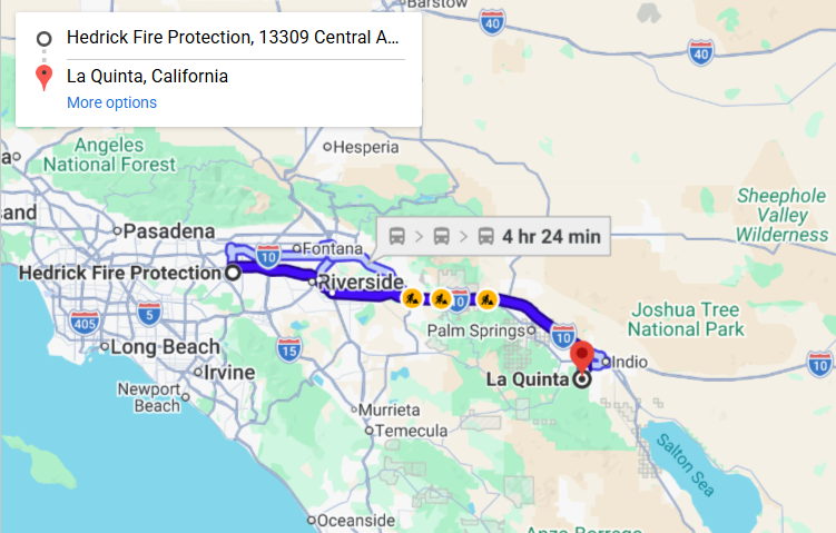 Map of fire protection service area in La Quinta