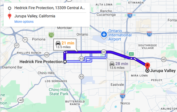 Map of fire protection service area in Jurupa Valley