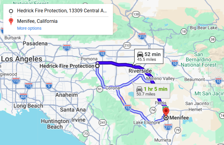 Map of fire protection service area in Menifee