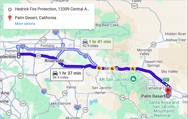 Map of fire protection service area in Palm Desert
