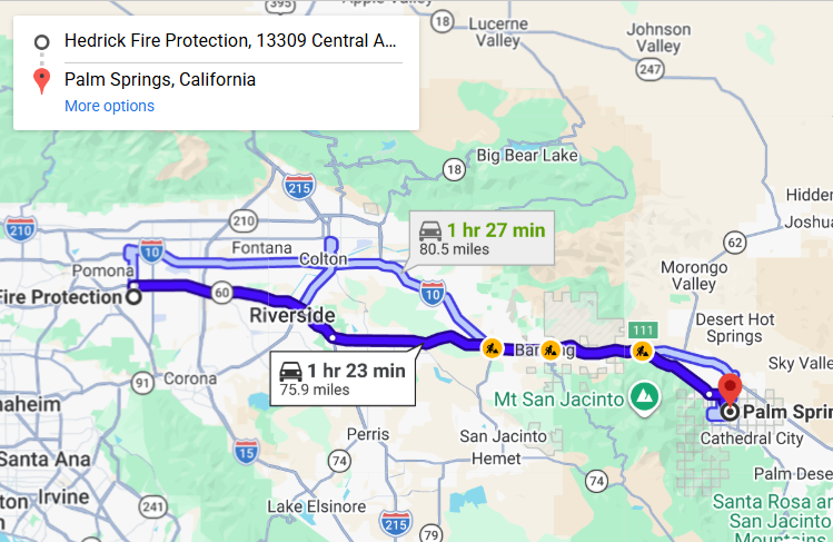 Map of fire protection service area in Palm Springs