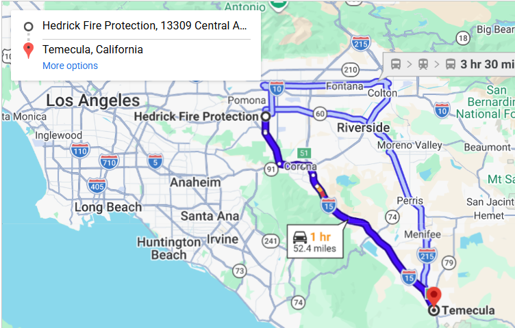Map of fire protection service area in Temecula