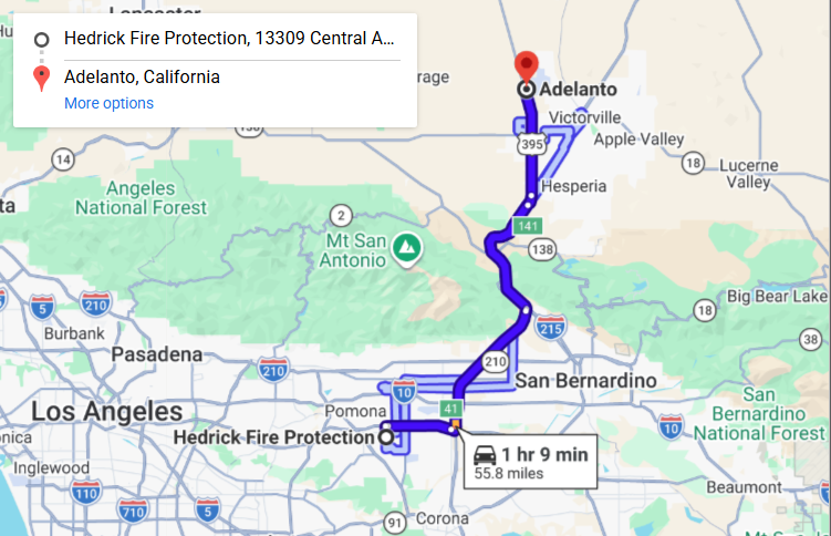 Map of fire protection service area in Adelanto