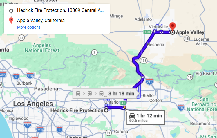 Map of fire protection service area in Apple Valley