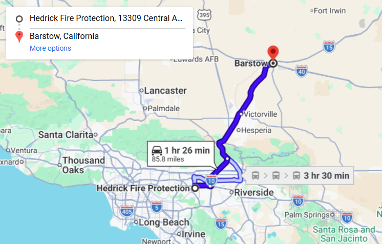 Map of fire protection service area in Barstow