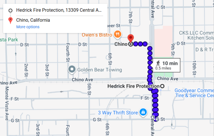 Map of fire protection service area in Chino