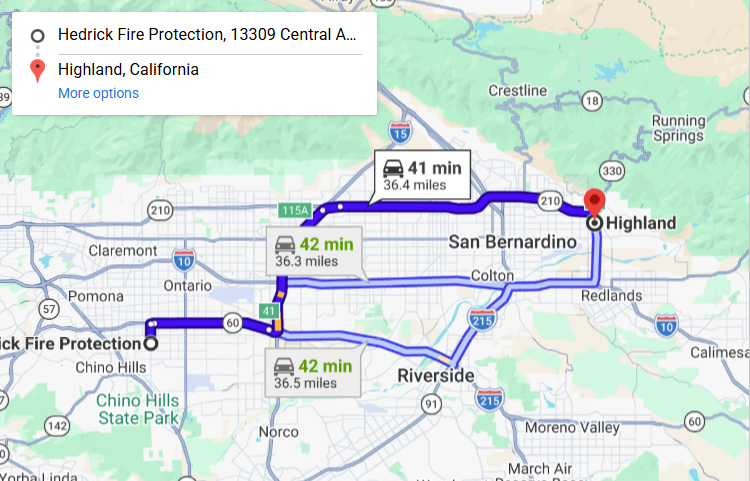 Map of fire protection service area in Highland
