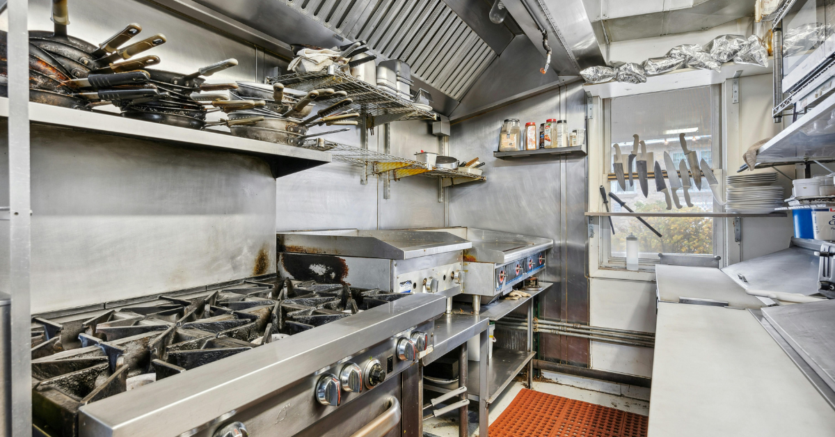 An industrial kitchen. 