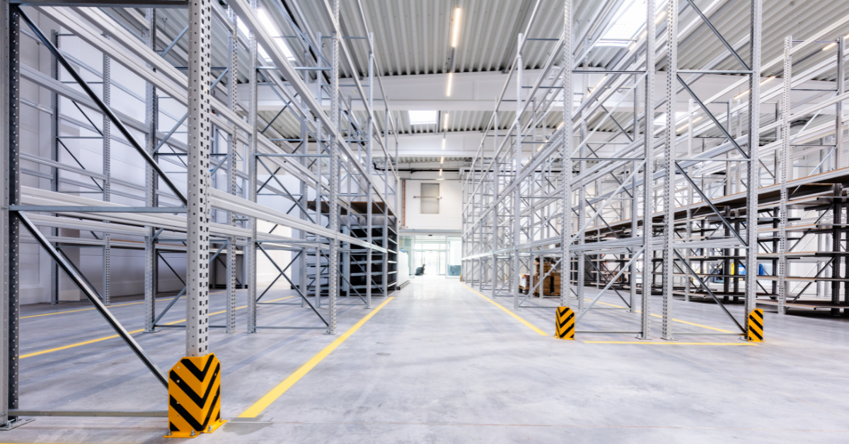 Warehouse pallet racks stacked too close to a ceiling fire sprinkler head
